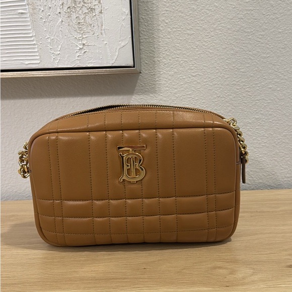Burberry Handbags - Burberry Tan Quilted Leather Crossbody Bag